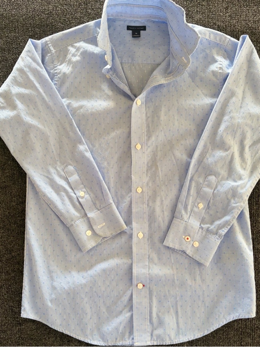 Tommy Hilfiger Light Blue Patterned Button-Down Dress Shirt